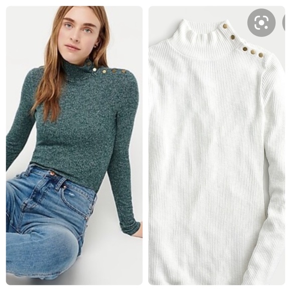 New J Crew Button Shoulder Turtleneck 
